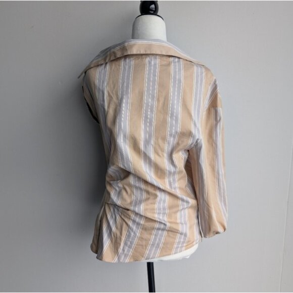 NWT Zara one sleeve striped collared blouse - Picture 2 of 4